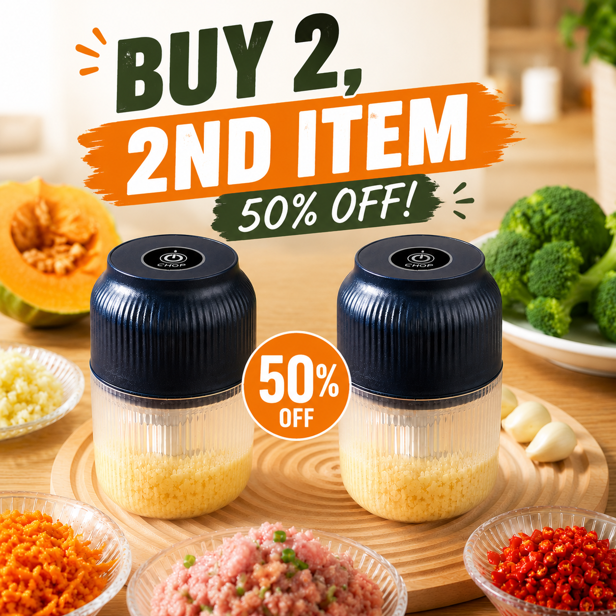 korakio®Powerful Electric Food Chopper – One-Touch Mini Kitchen Blender