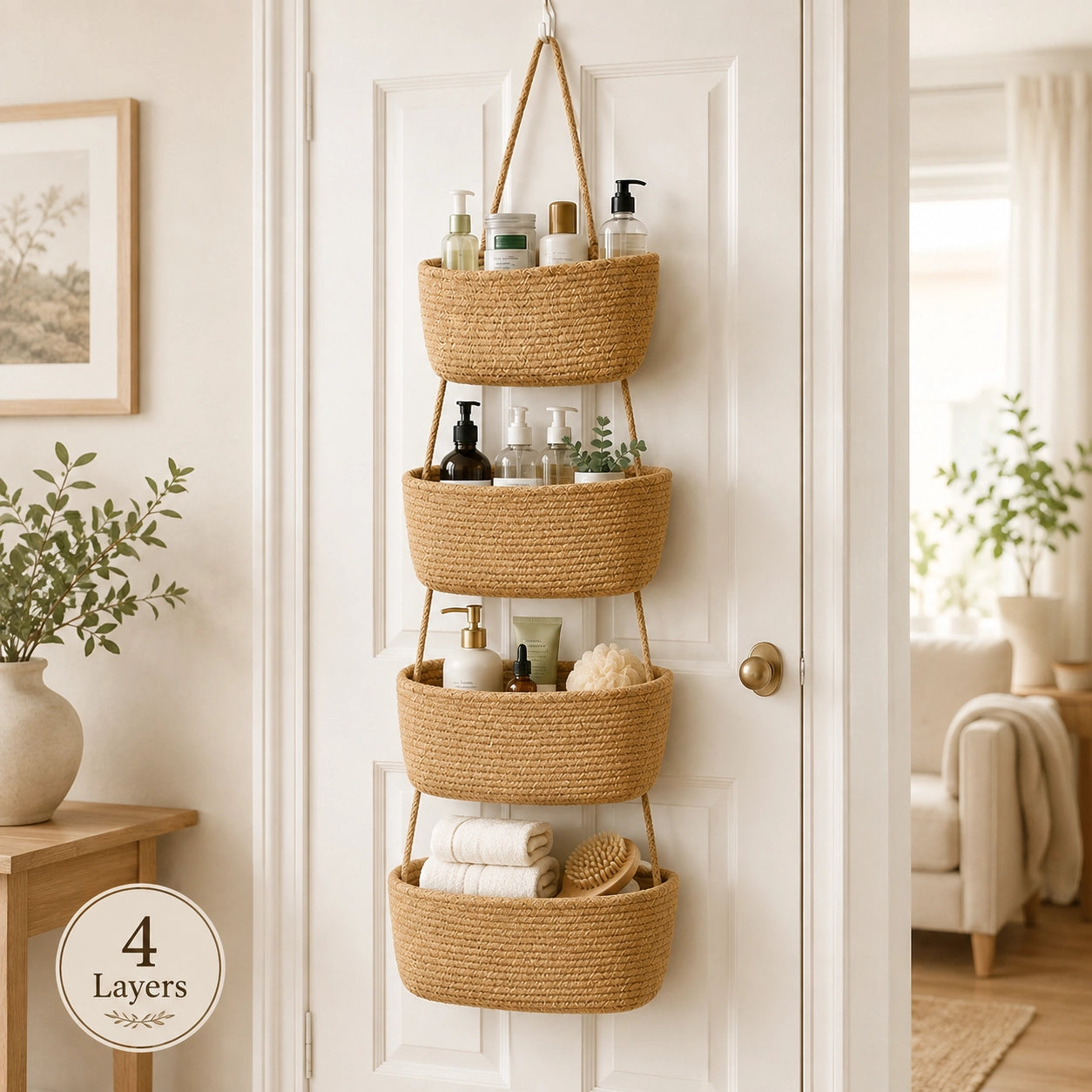 🧺 Woven Hanging Basket Organizer