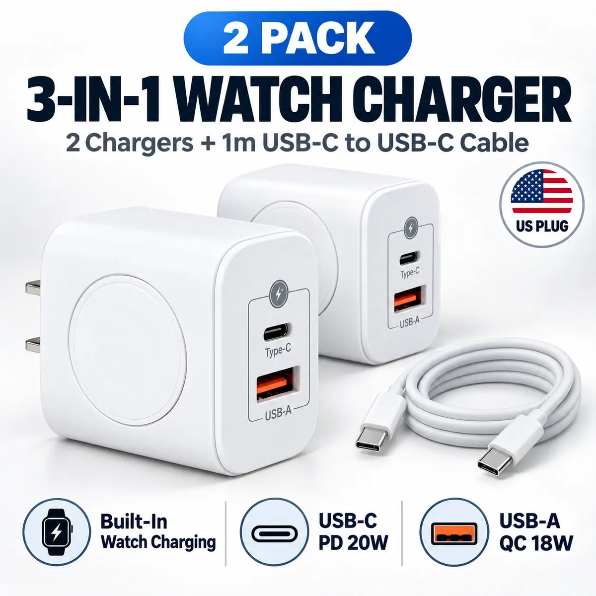 KORAKIO®⌚⚡3-in-1 Apple Watch Wall Charger Cube