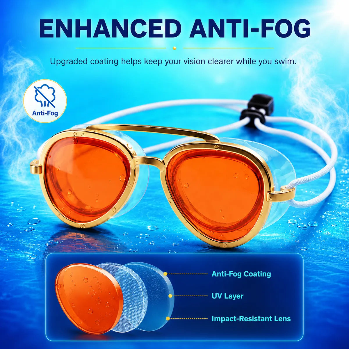 korakio® Retro Premium Swim Goggles – Clear Vision Underwater