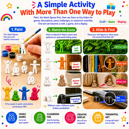 korakio®🎨Paint Your Own Mini Hiders for DIY Fun, Hide-and-Seek Games & Cute Displays