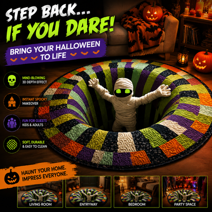 KORAKIO®🎃 Halloween 3D Skeleton Vortex Illusion Rug – Create a Spooky Floor Surprise Everyone Loves 💀