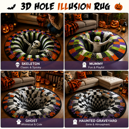 KORAKIO®🎃 Halloween 3D Skeleton Vortex Illusion Rug – Create a Spooky Floor Surprise Everyone Loves 💀