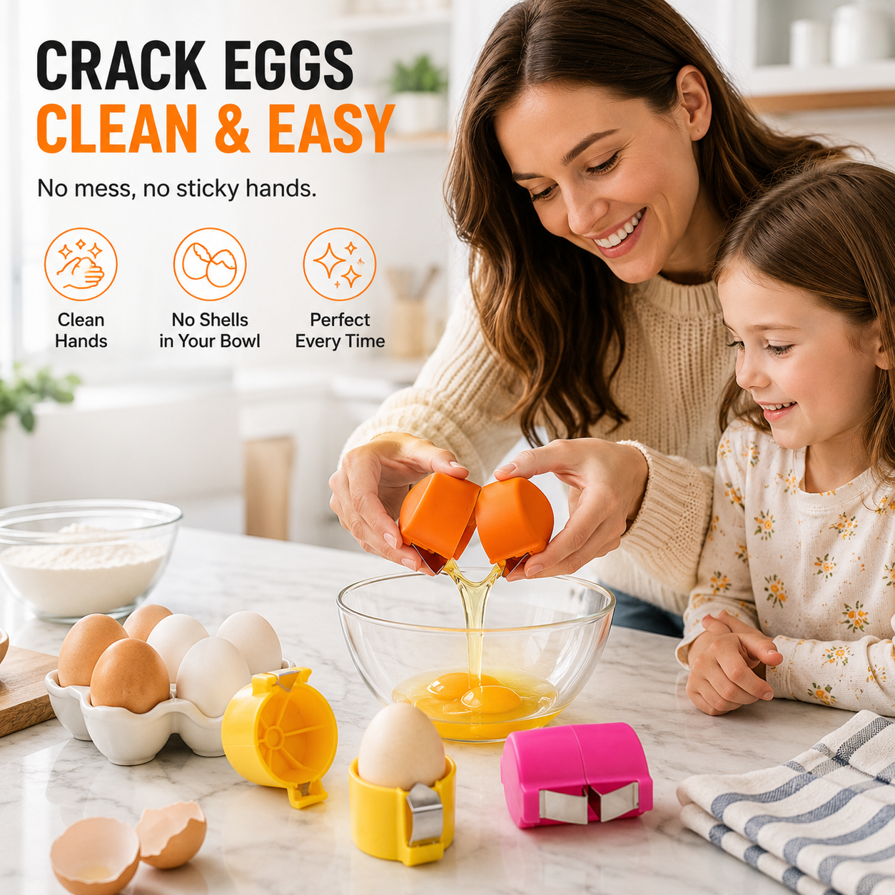 50% OFF Today🔥KORAKIO®🥚 Quick Egg Cracker Tool Crack Eggs In Seconds — No More Mess!