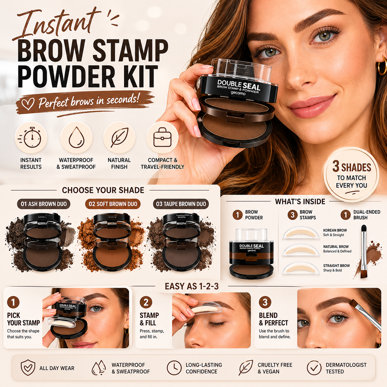 korakio® Double-Layer Instant Brow Stamp Kit