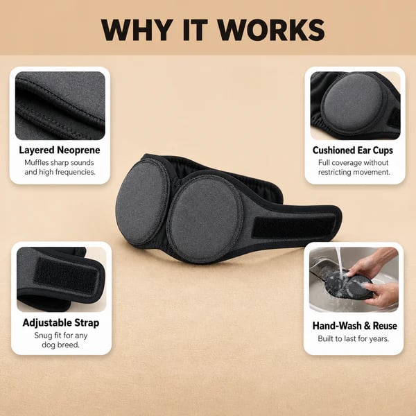 korakio® 🐶Calming Dog Ear Wrap – Helps Reduce Noise Stress During Fireworks & Storms