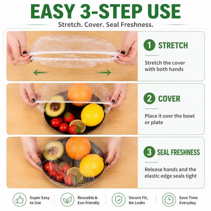 KORAKIO® 🔥 100PCS Disposable Stretch Food Covers for Bowls & Plates