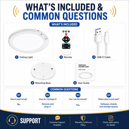 korakio® Cordless Motion-Sensor Ceiling Light – No Wiring Required