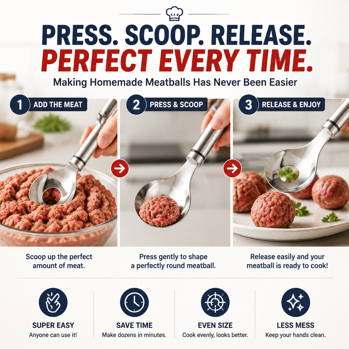 🍝 Meatball Maker Set – Perfect, Even Meatballs Without the Mess