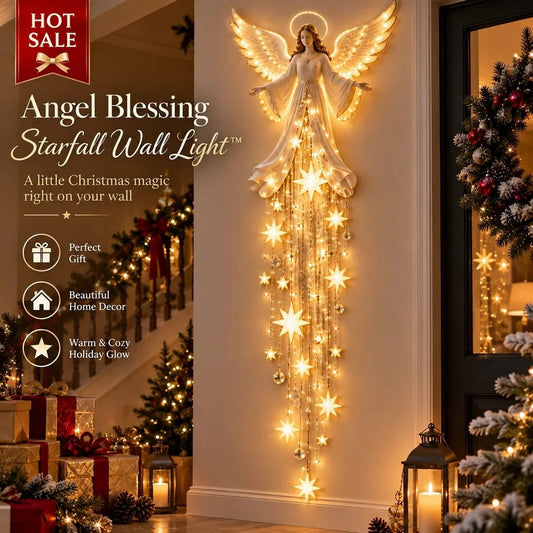 KORAKIO® 👼 Angel's Blessing Starfall Wall Light ✨ – Magical Christmas Wall Decor 🎄