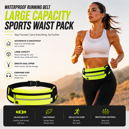 korakio® 🏃‍♀️Waterproof Running Belt – Large Capacity Sports Waist Pack