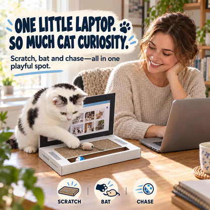 KORAKIO® 🐈💻 Cat Laptop Scratch Pad with Mouse & Rolling Ball