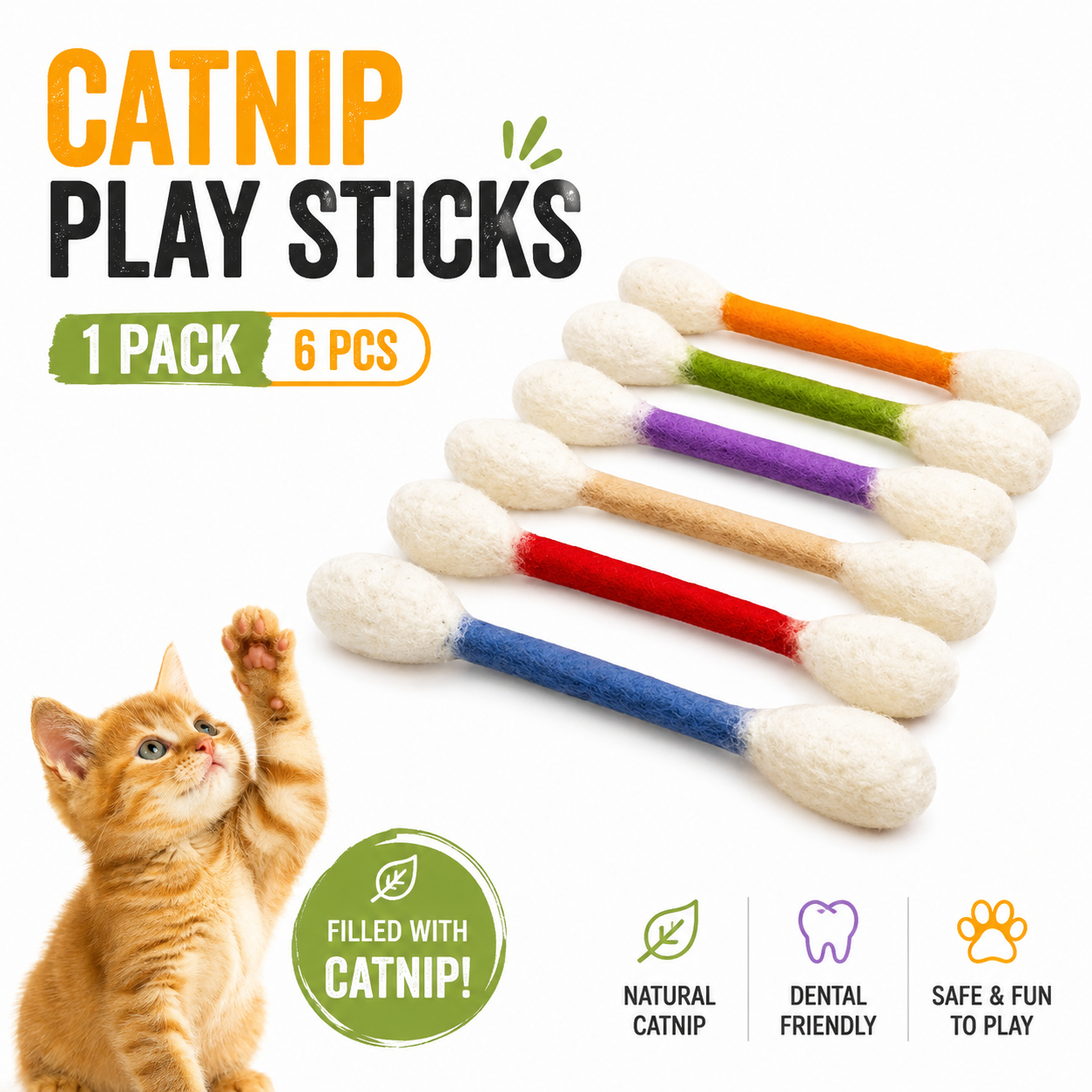 korakio® 🐱🍃 Giant Q-Tip Catnip Kicker Toy