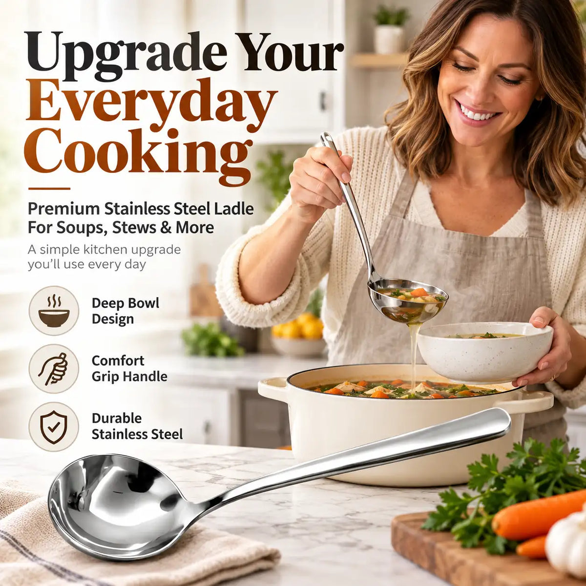 🆙 Premium  Stainless Steel Soup Ladle
