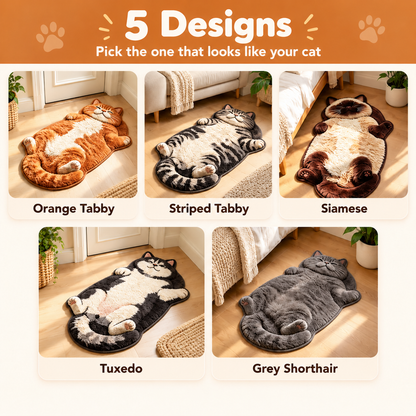 KORAKIO® 🐱 Sleepy Cat Floor Mat – Adorable Cat-Shaped Rug