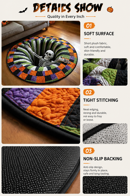 KORAKIO®🎃 Halloween 3D Skeleton Vortex Illusion Rug – Create a Spooky Floor Surprise Everyone Loves 💀