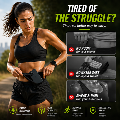 korakio® 🏃‍♀️Waterproof Running Belt – Large Capacity Sports Waist Pack