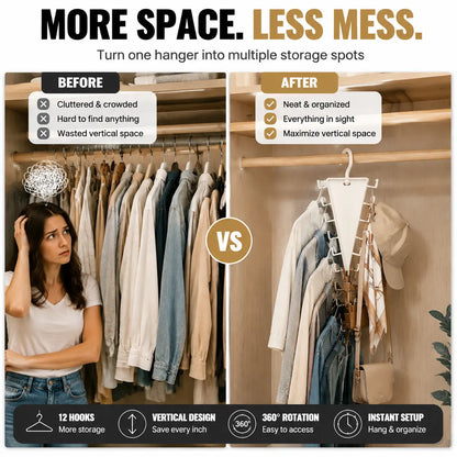 🆙12-Hook Vertical Closet Organizer
