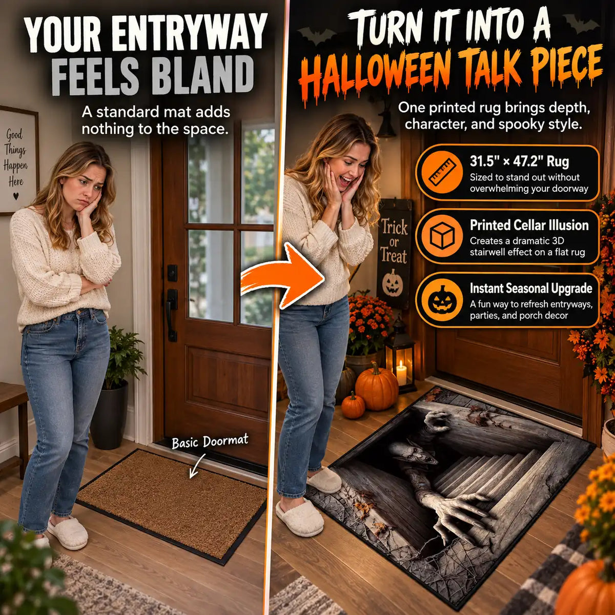 🆙Premium 3D Illusion Halloween Rug