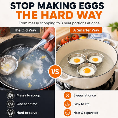🆙🍳 3-Cup Removable Stainless Steel Egg Steamer