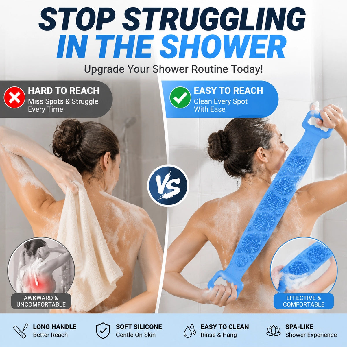 KORAKIO® 🛁🔄 Long Reach Silicone Back Scrubber