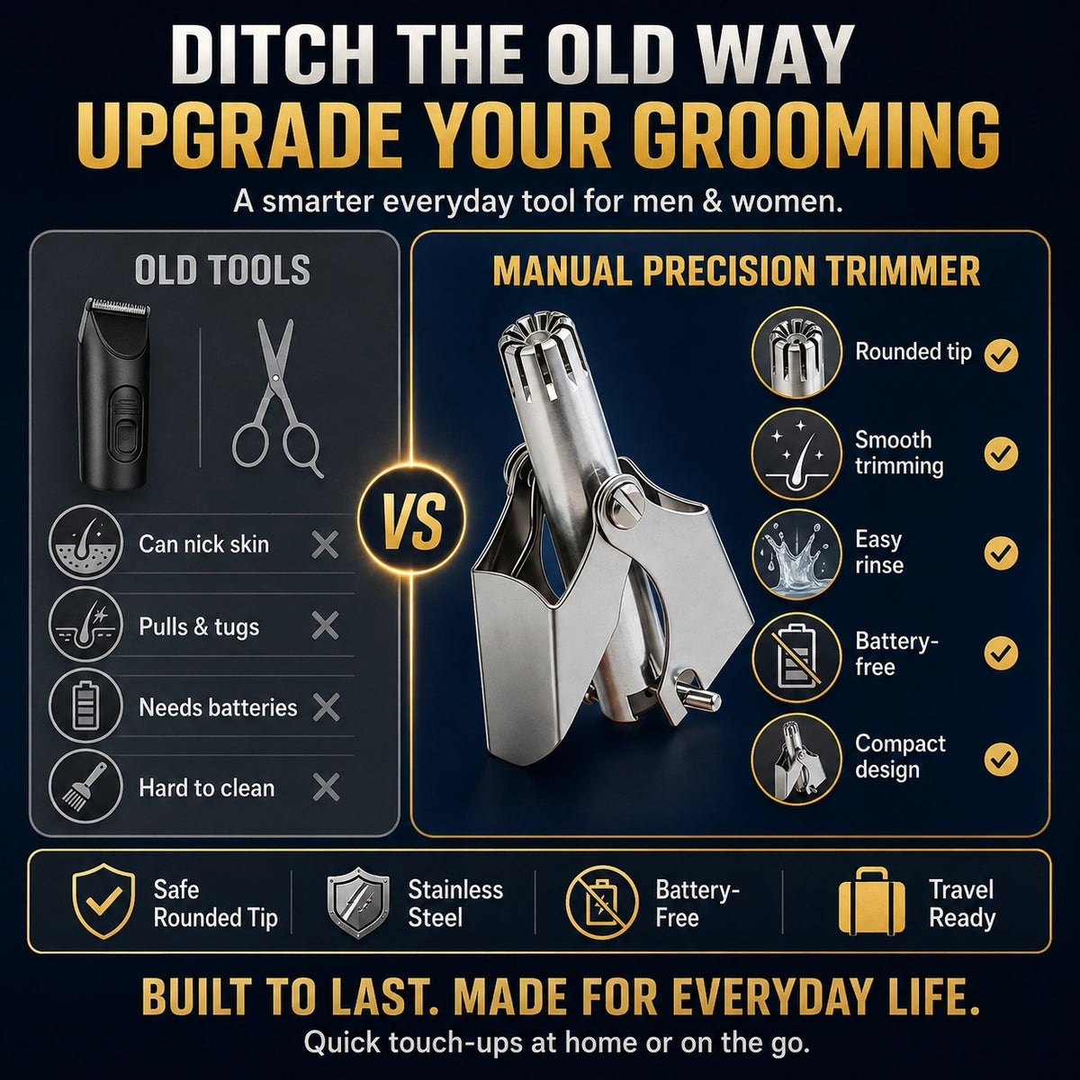 KORAKIO® 👍👃Precision Stainless Steel Nose Hair Trimmer