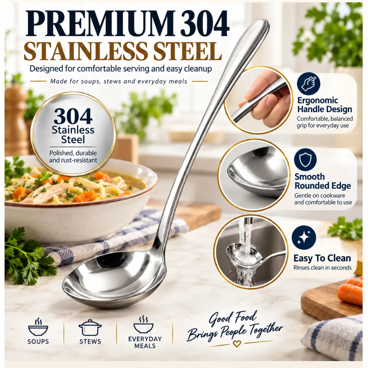 korakio® 🥄🥣 Premium  Stainless Steel Soup Ladle