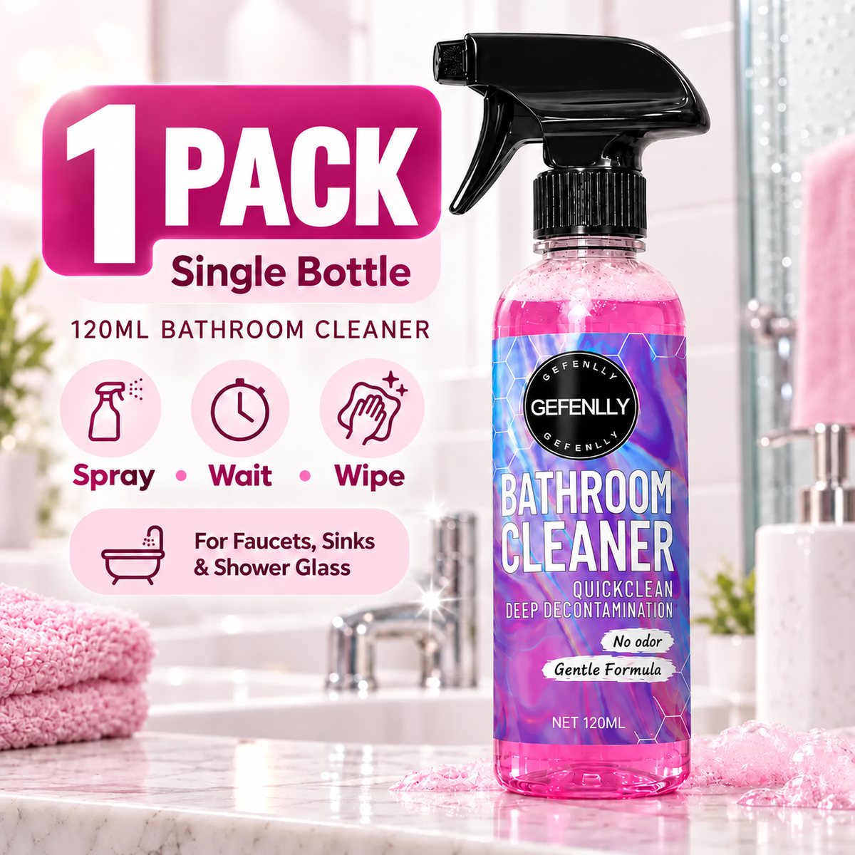🆙 Pink Foam Bathroom Cleaner Spray