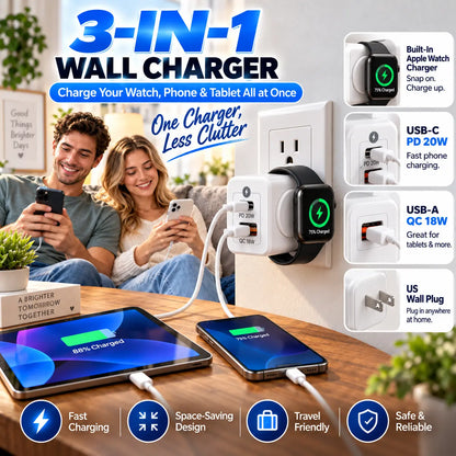KORAKIO®⌚⚡3-in-1 Apple Watch Wall Charger Cube