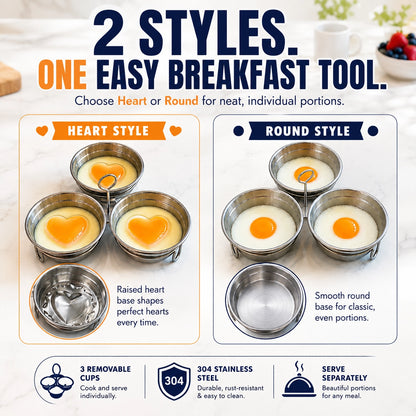 🆙🍳 3-Cup Removable Stainless Steel Egg Steamer