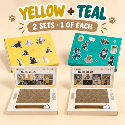 KORAKIO® 🐈💻 Cat Laptop Scratch Pad with Mouse & Rolling Ball