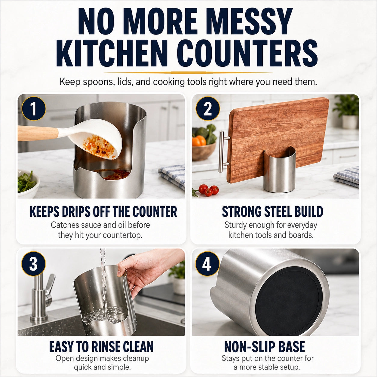 KORAKIO® 🍽️🫙 Premium Stainless Steel Kitchen Counter Organizer