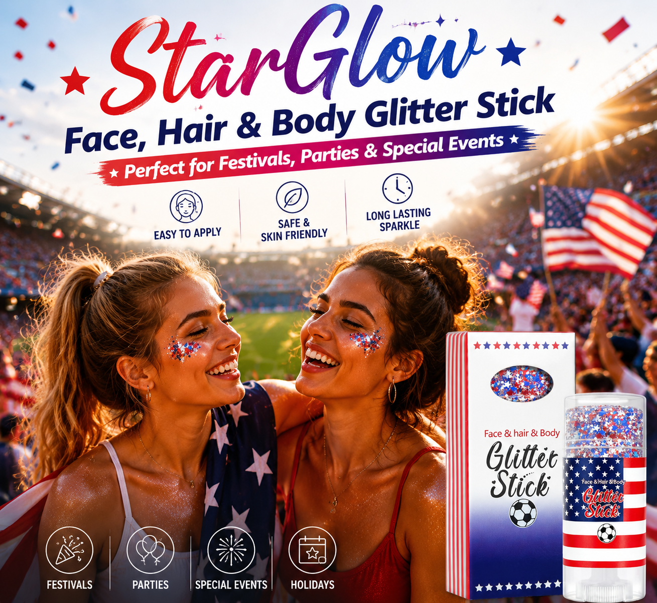 korakio® StarGlow Party & Festival Glitter Stick