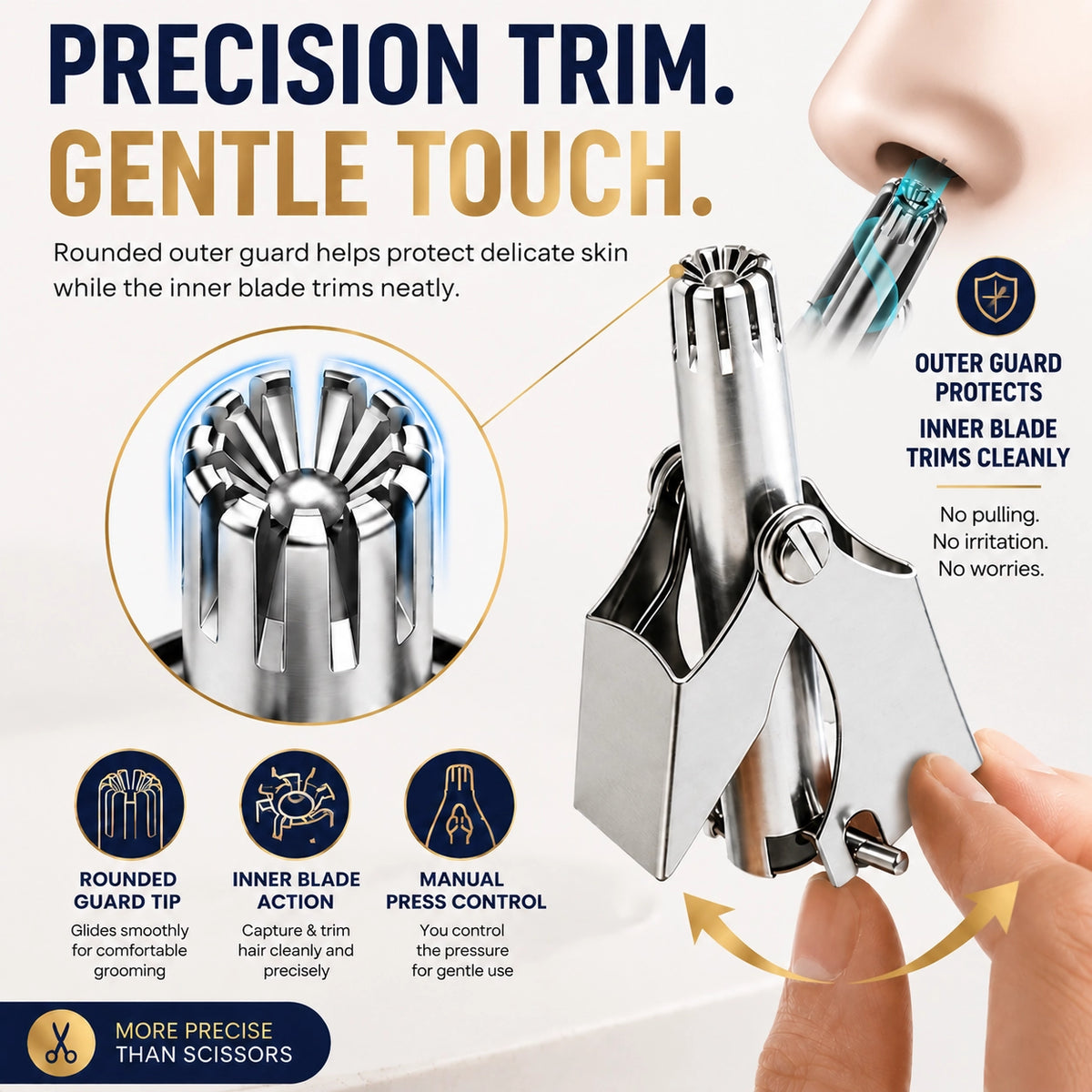 KORAKIO® 👍👃Precision Stainless Steel Nose Hair Trimmer