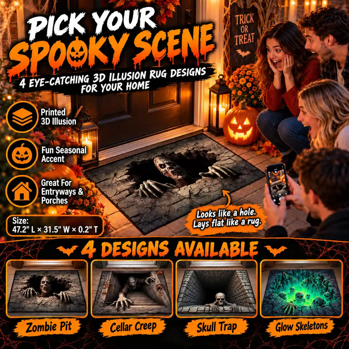 🆙Premium 3D Illusion Halloween Rug