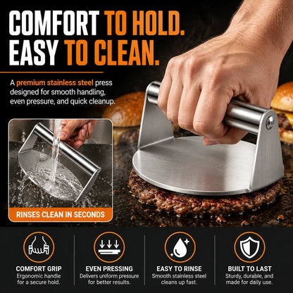 🆙 Stainless Steel Smash Burger Press
