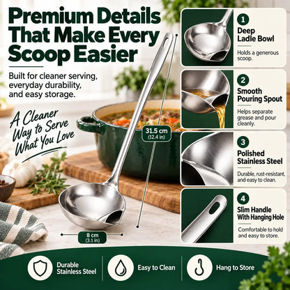 KORAKIO® 🍲🥄 2-in-1 Soup Skimmer & Serving Ladle