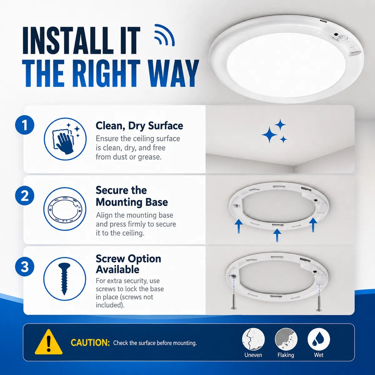 korakio® Cordless Motion-Sensor Ceiling Light – No Wiring Required