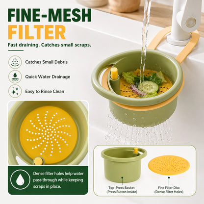 KORAKIO® 🚰🧺 Press-to-Empty Hanging Sink Strainer Basket
