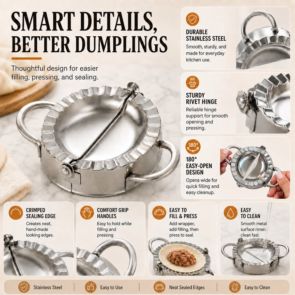 KORAKIO®👩‍🍳 🥟 Stainless Steel Dumpling Maker Set