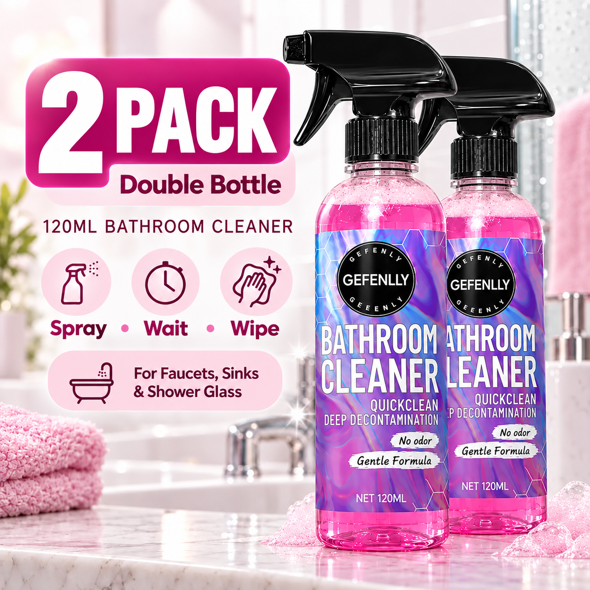 🆙 Pink Foam Bathroom Cleaner Spray