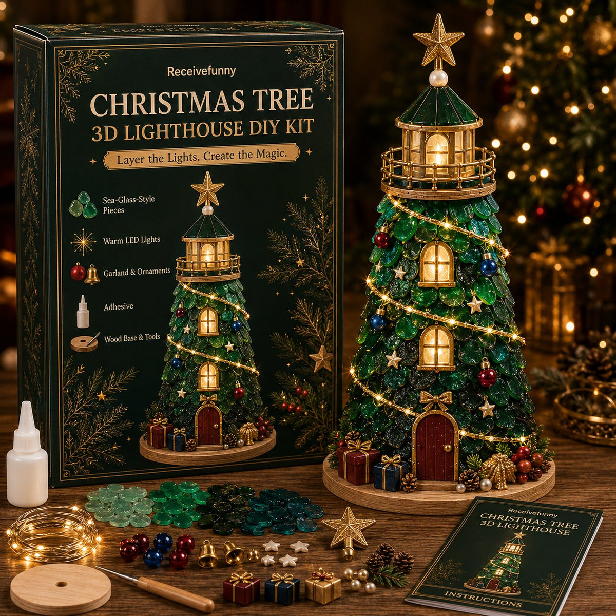 50% OFF 💕 KORAKIO® The Christmas Craft Your Family Will Love 🎄 Glow-Up DIY Lighthouse Kit