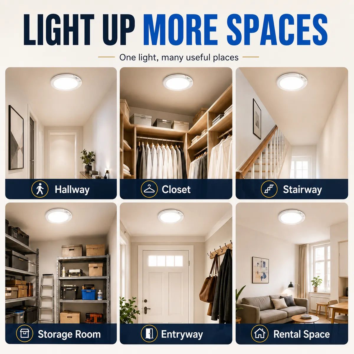 korakio® Cordless Motion-Sensor Ceiling Light – No Wiring Required