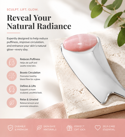 Korakio® 💖Gua Sha & Roller Ball – Sculpt, Lift & Glow Naturally