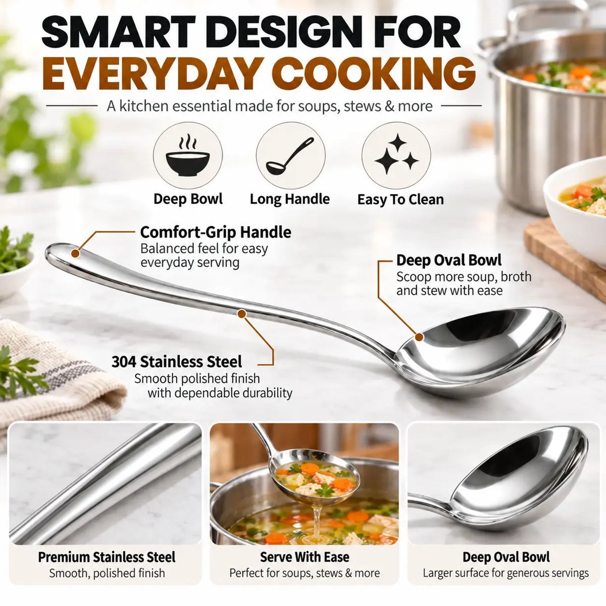 korakio® 🥄🥣 Premium  Stainless Steel Soup Ladle