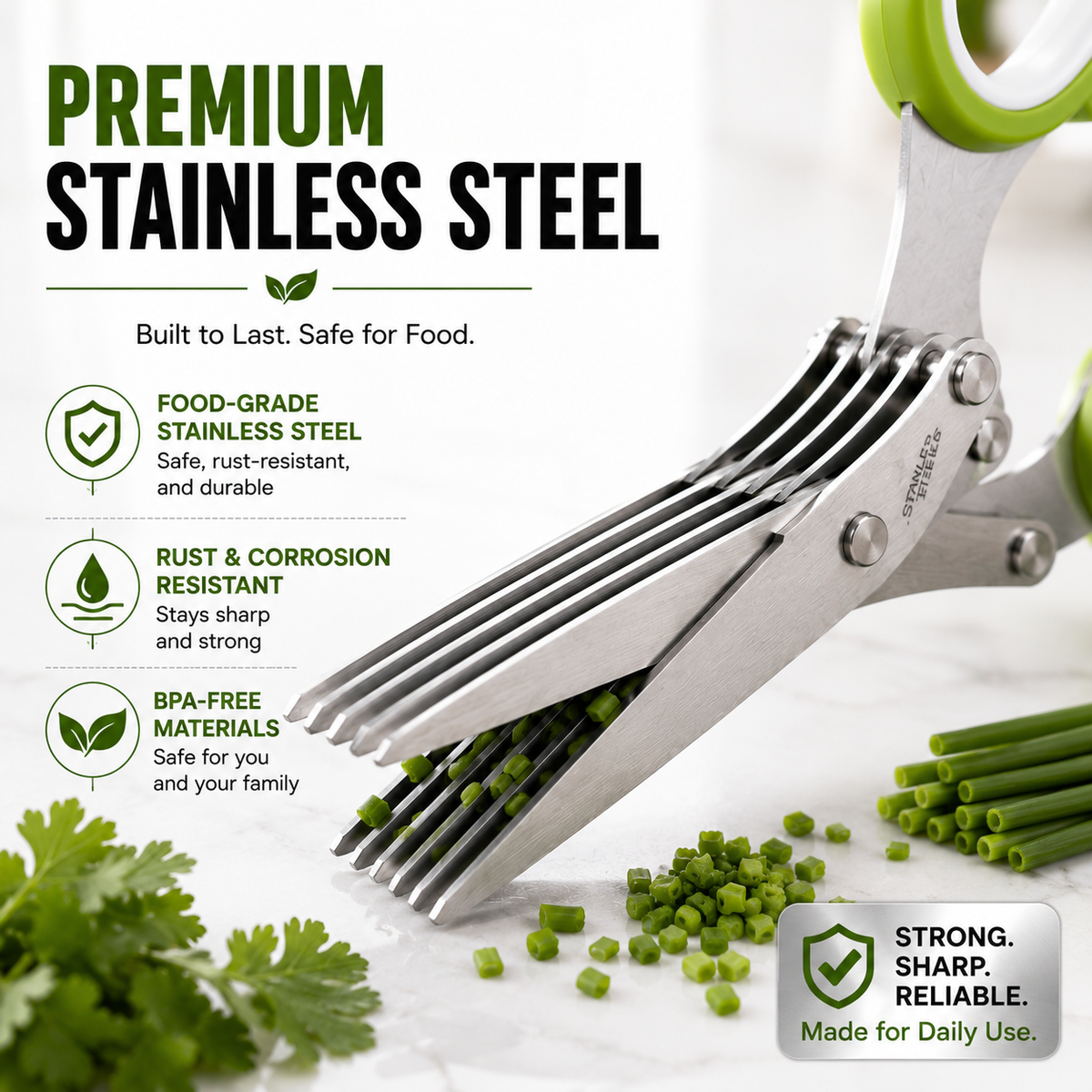 KORAKIO®✂️ 5-Blade Herb Scissors – Chop Fresh Herbs Faster Without A Knife