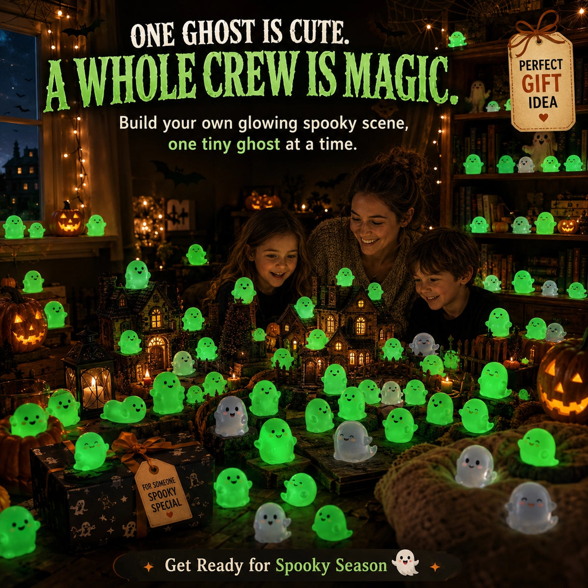 🆙 Glow-in-the-Dark Mini Ghost Halloween Decorations