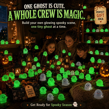 🆙 Glow-in-the-Dark Mini Ghost Halloween Decorations