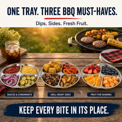 🆙 4-Compartment Stainless Steel Everyday Tray