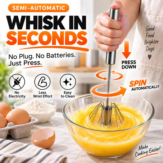 🆙Semi-Automatic Stainless Steel Rotary Whisk